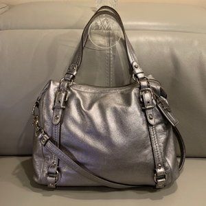 Coach Bright Silver Soft Leather Purse